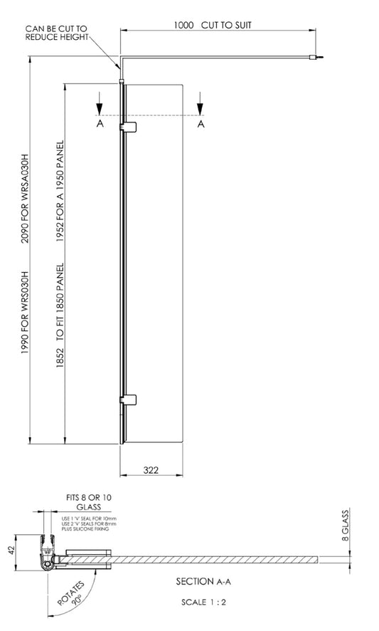 300mm Wetroom Swing Screen