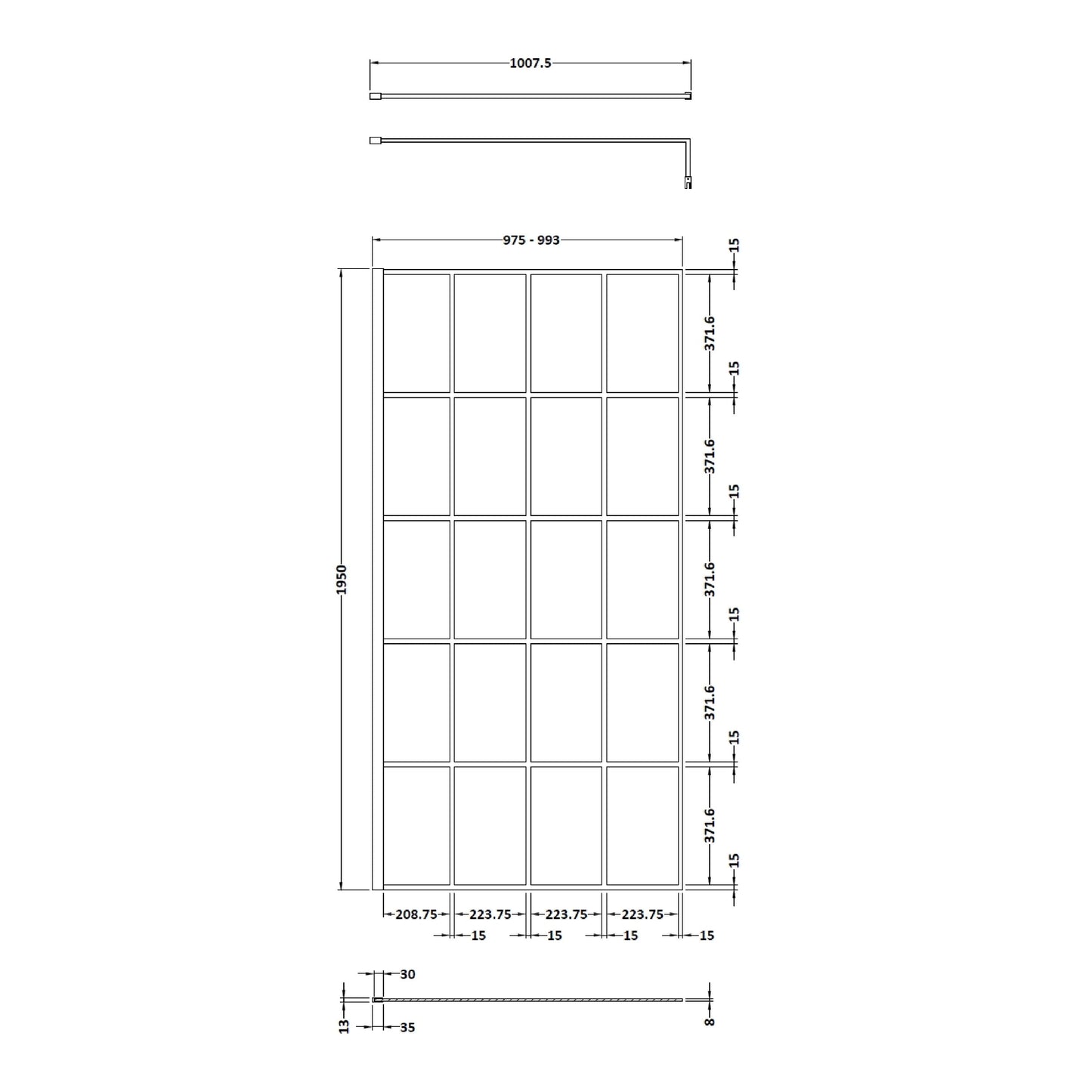 1000mm Framed Wetroom Screen