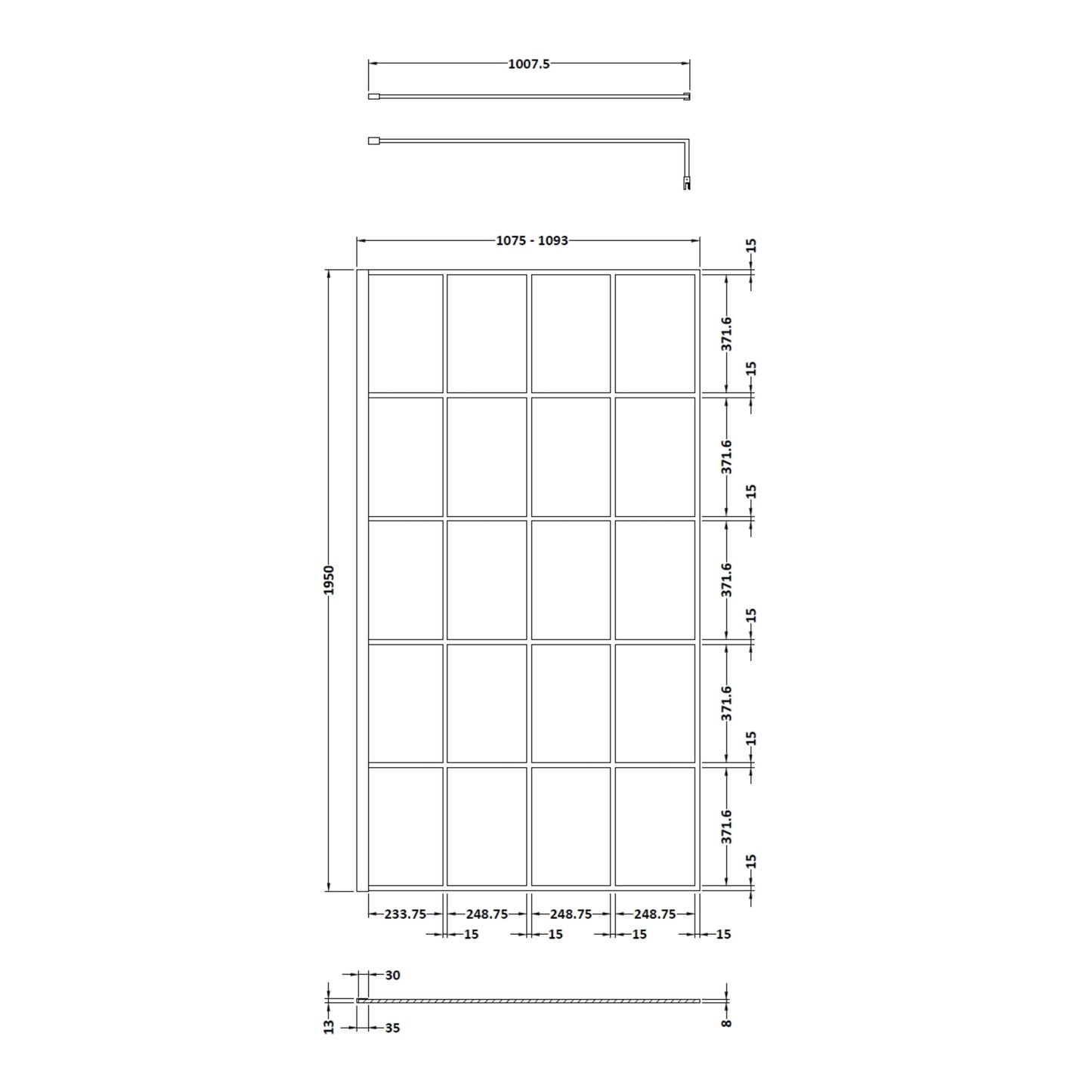1100mm Framed Wetroom Screen