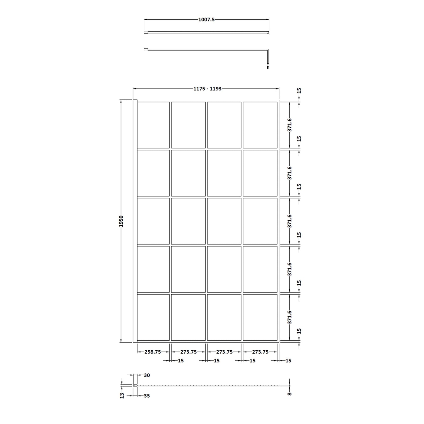 1200mm Framed Wetroom Screen