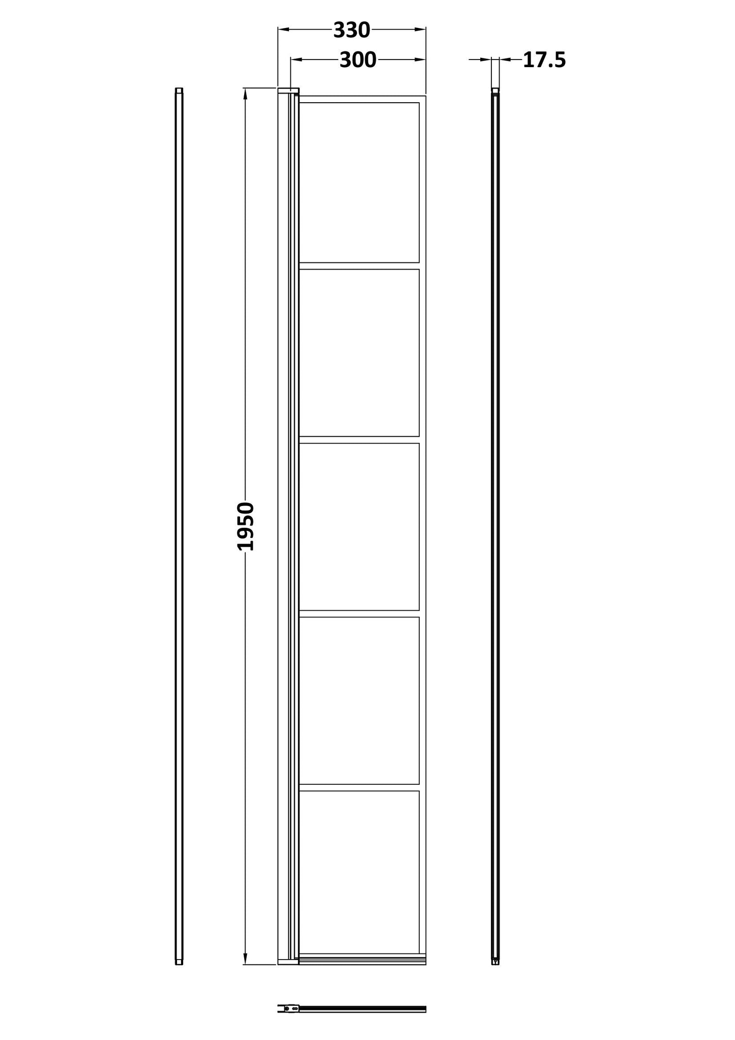 1950mm x 300mm Framed Hinged Return Screen