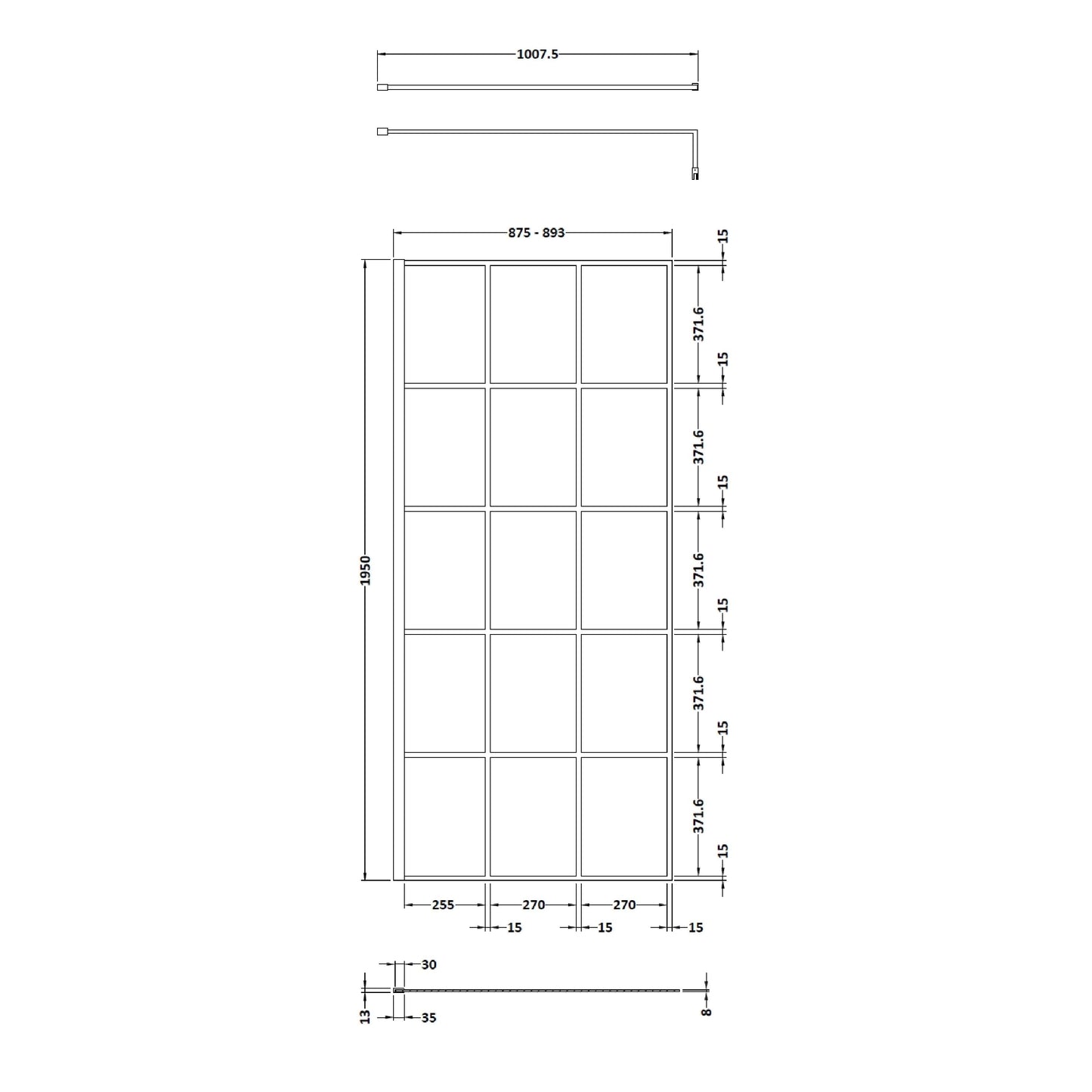 900mm Framed Wetroom Screen