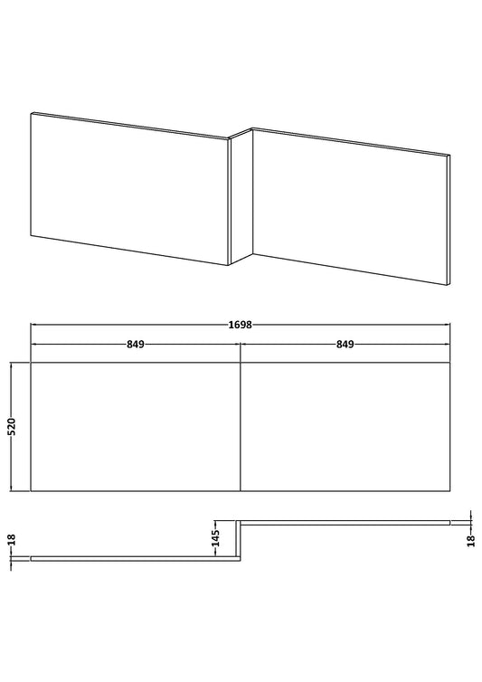 Square Shower Bath Front Panel