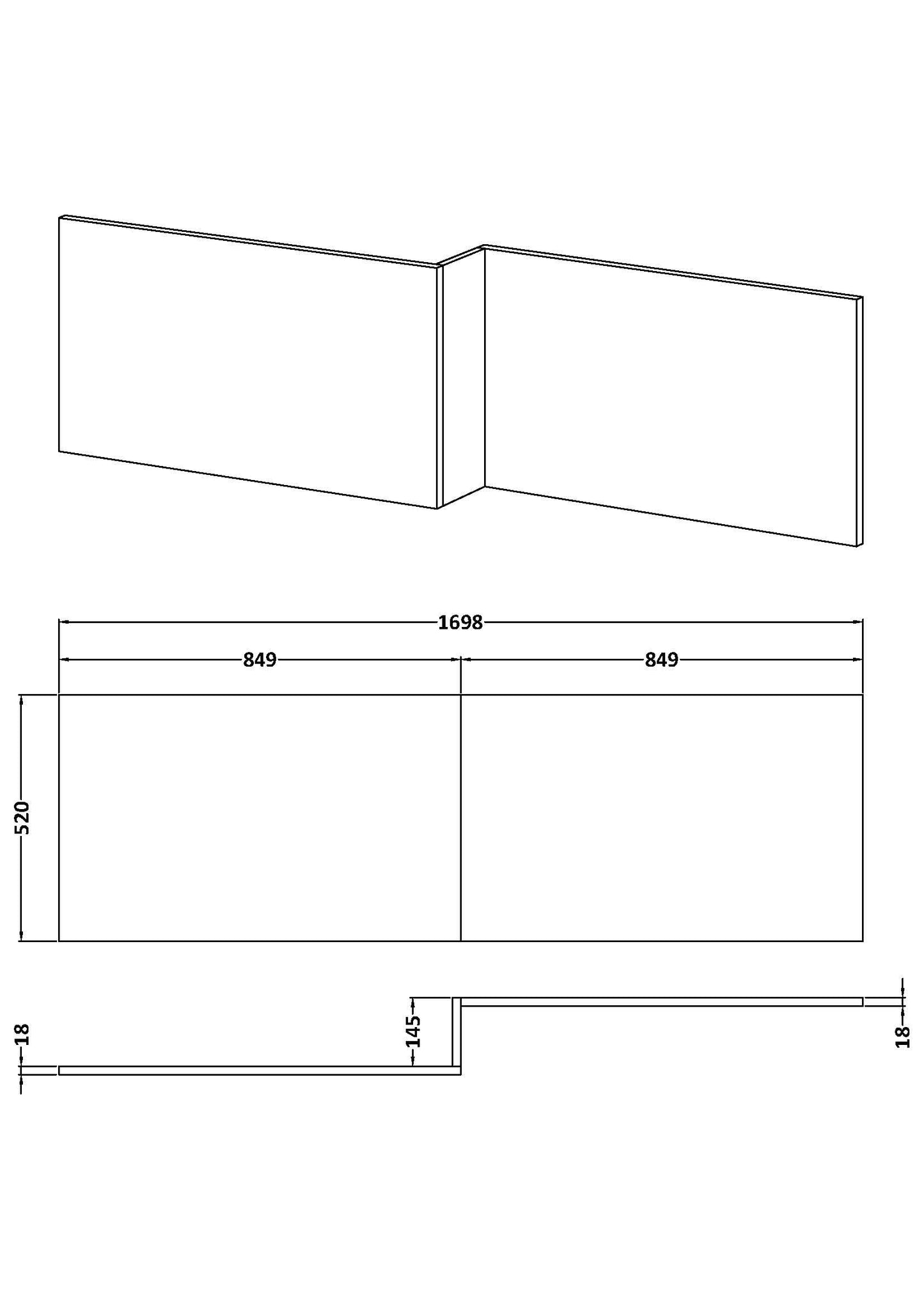 Square Shower Bath Front Panel - Pebble Grey