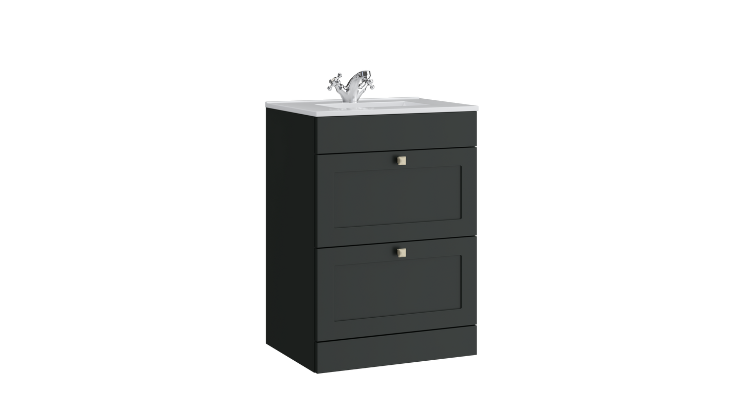 Sanctuary 600mm 2 Drawer Floor Standing Unit Matt Anthracite