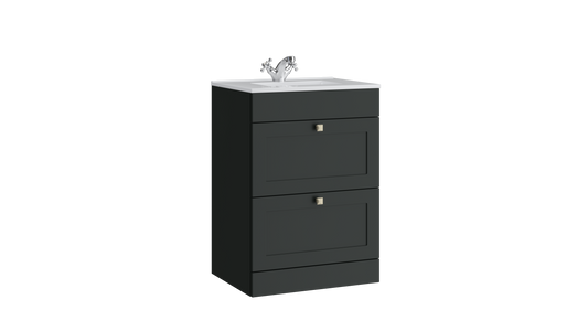 Sanctuary 600mm 2 Drawer Floor Standing Unit Matt Anthracite