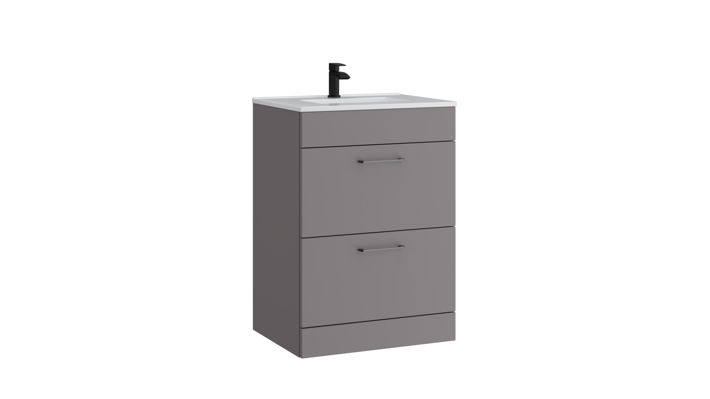 Dove 600mm 2 Drawer Floor Standing Unit Slate Grey