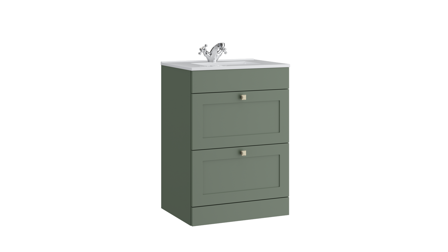 Sanctuary 600mm 2 Drawer Floor Standing Unit Matt White