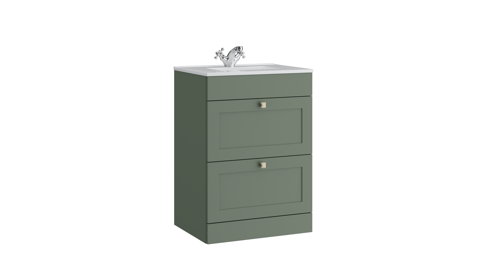 Sanctuary 600mm 2 Drawer Floor Standing Unit Matt White