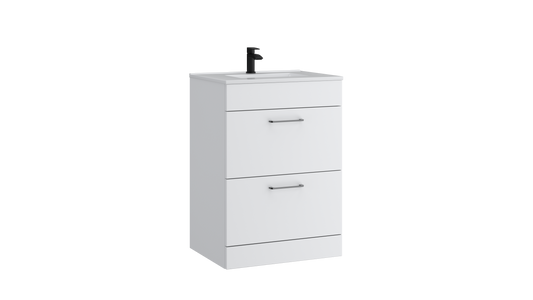 Dove 600mm 2 Drawer Floor Standing Unit Matt White