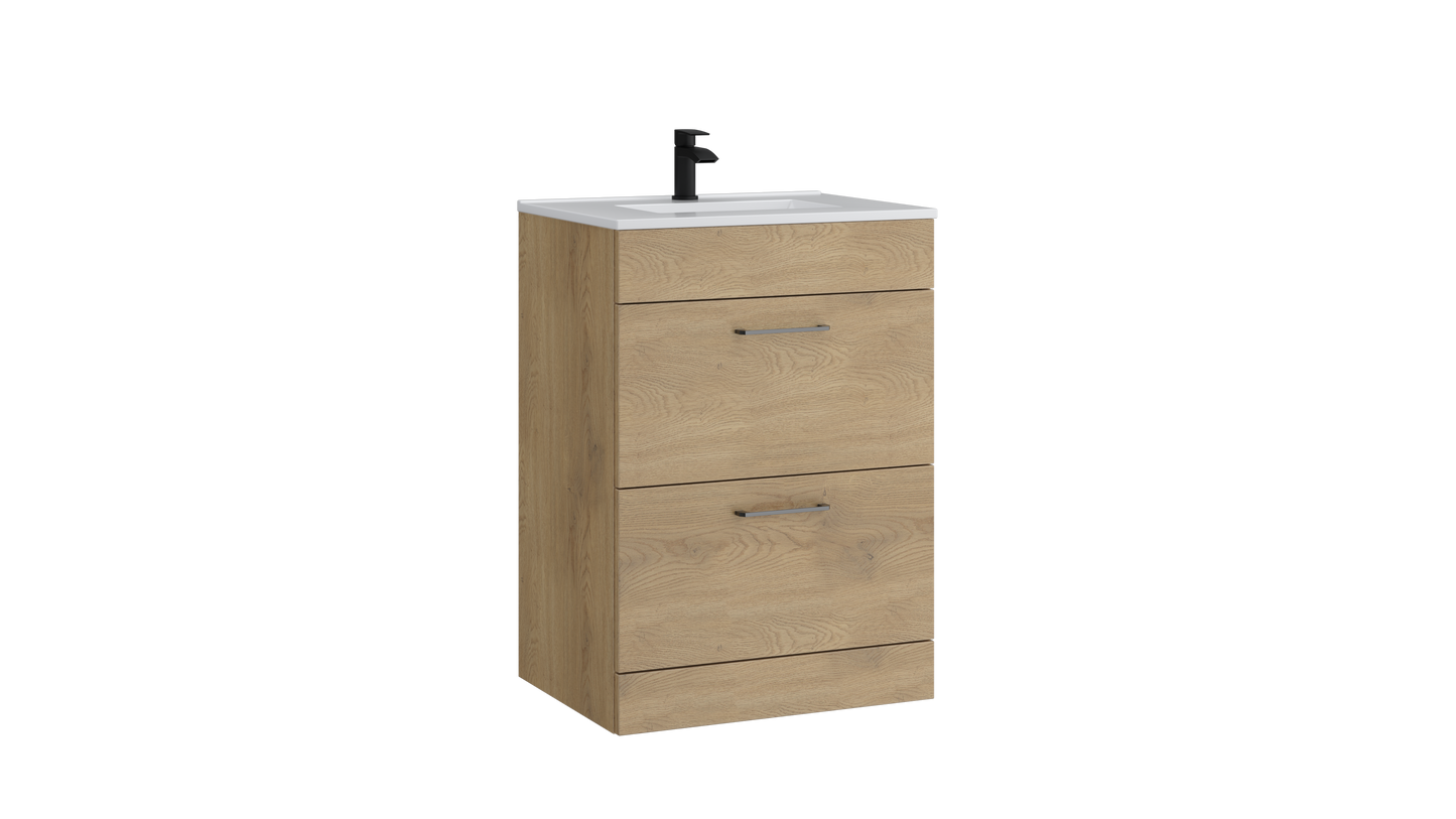 Dove 600mm 2 Drawer Floor Standing Unit Torro Oak