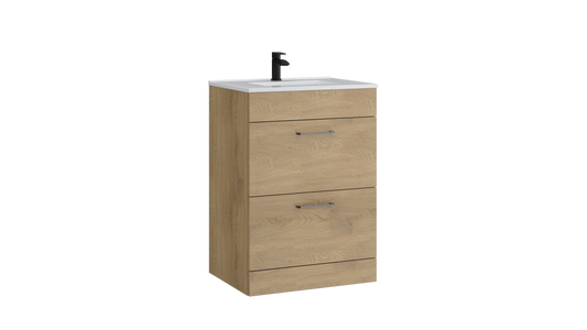 Dove 600mm 2 Drawer Floor Standing Unit Torro Oak