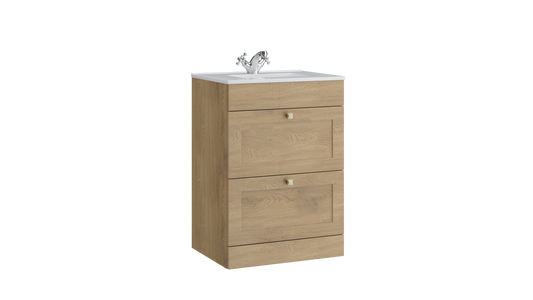 Sanctuary 600mm 2 Drawer Floor Standing Unit Torro Oak