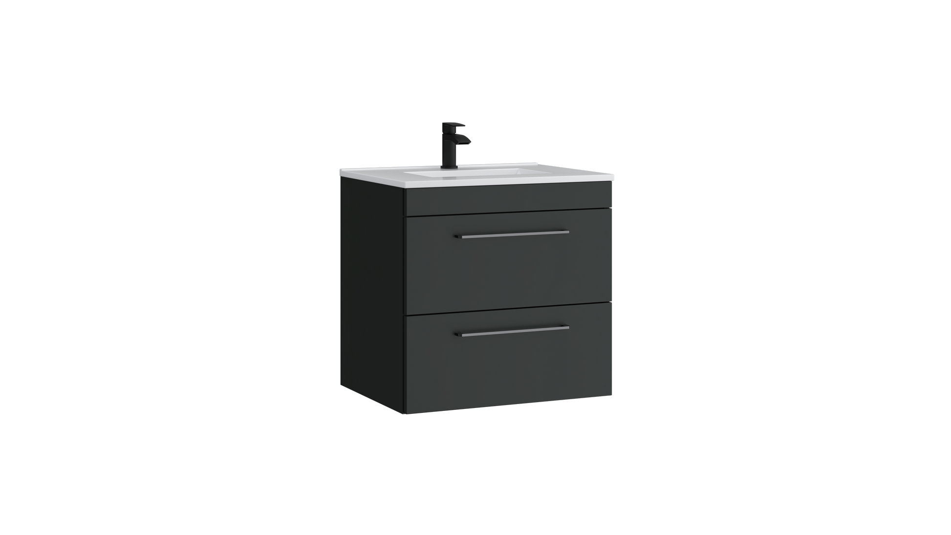 Dove 600mm 2 Drawer Wall Mounted Unit Matt Anthracite