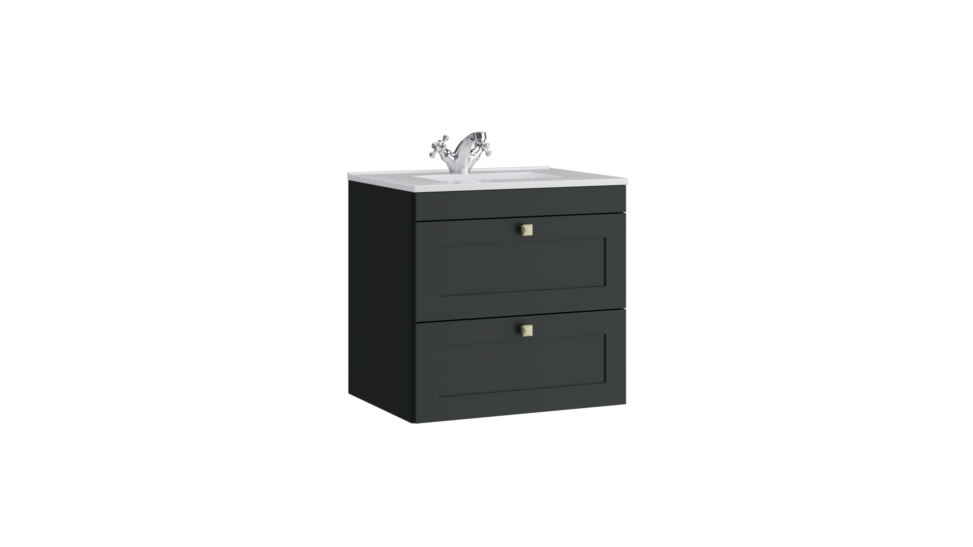 Sanctuary 600mm 2 Drawer Wall Mounted Unit Matt Anthracite