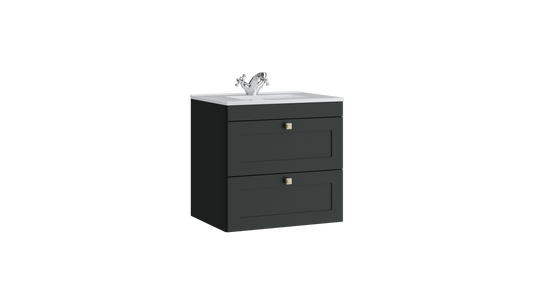 Sanctuary 600mm 2 Drawer Wall Mounted Unit Matt Anthracite