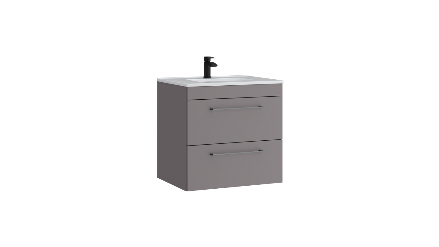 Dove 600mm 2 Drawer Wall Mounted Unit Slate Grey