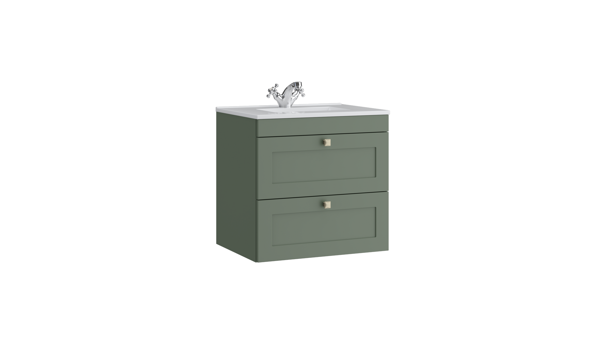 Sanctuary 600mm 2 Drawer Wall Mounted Unit Corymbia Green