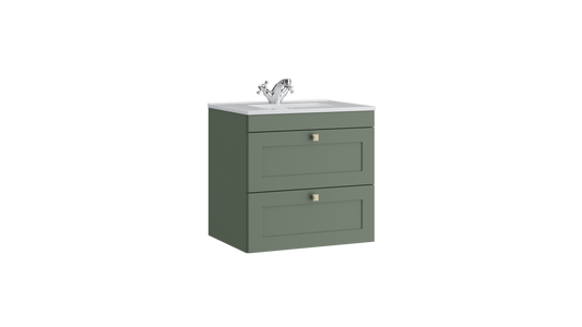 Sanctuary 600mm 2 Drawer Wall Mounted Unit Corymbia Green