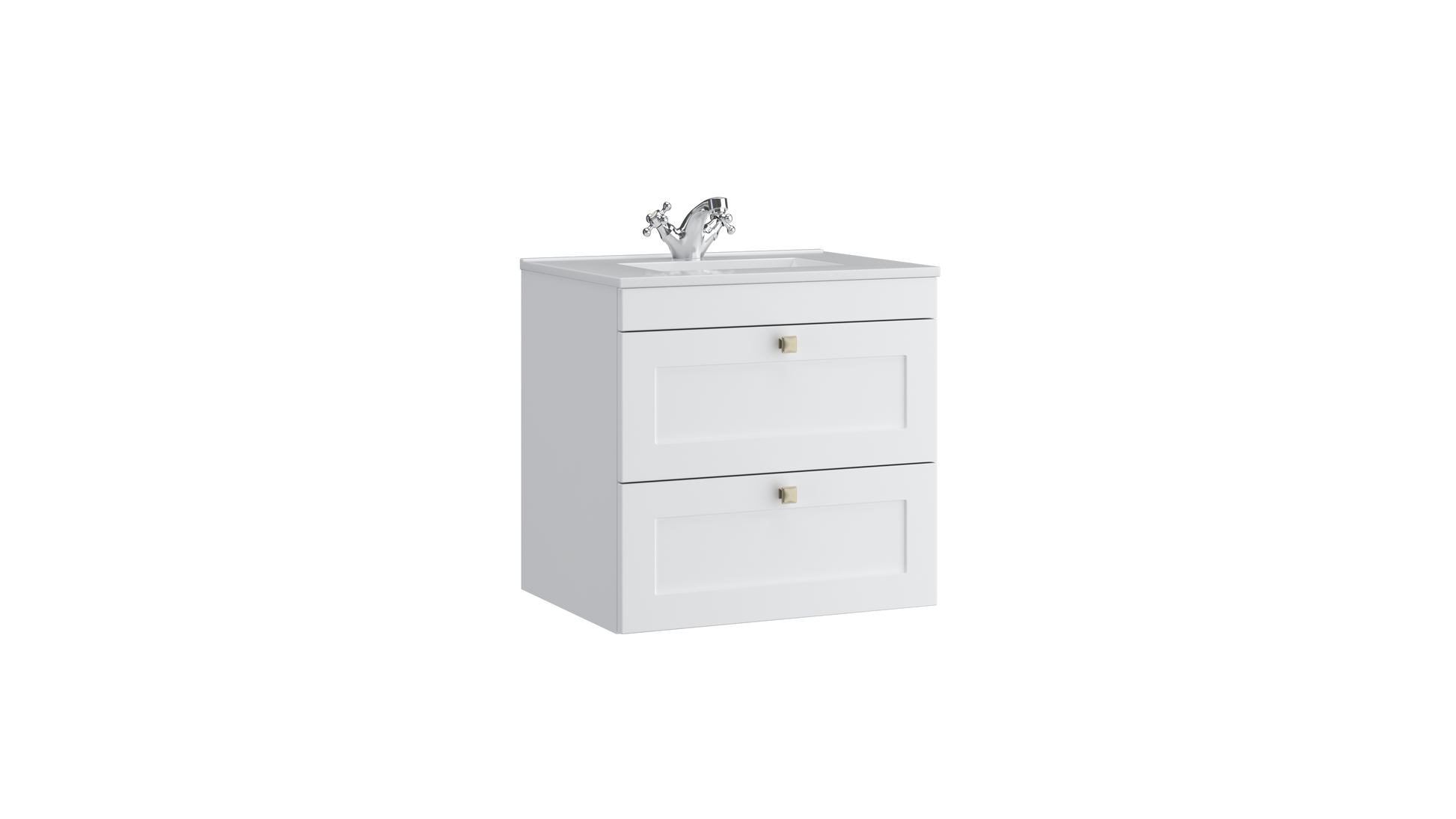 Sanctuary 600mm 2 Drawer Wall Mounted Unit Matt White