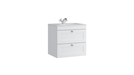 Sanctuary 600mm 2 Drawer Wall Mounted Unit Matt White