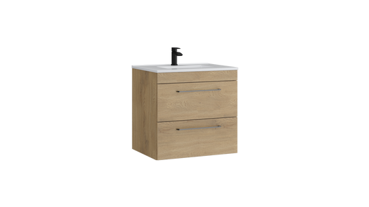 Dove 600mm 2 Drawer Wall Mounted Unit Torro Oak