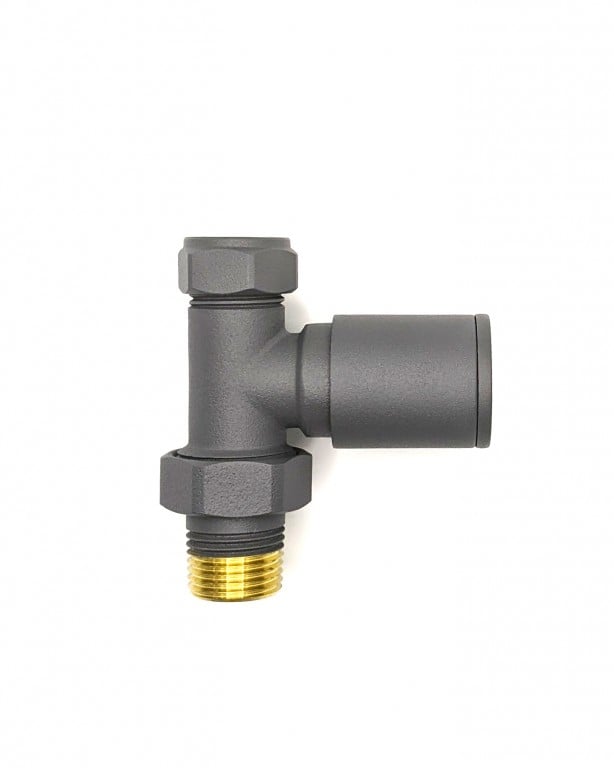 Anthracite Radiator Valve Straight 15mm (Pair)