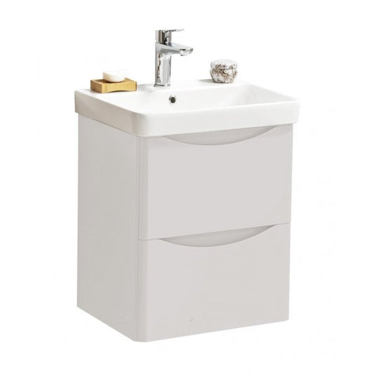 Arc 500x460mm Wall Mounted 2 Drawer Unit Matt Cashmere