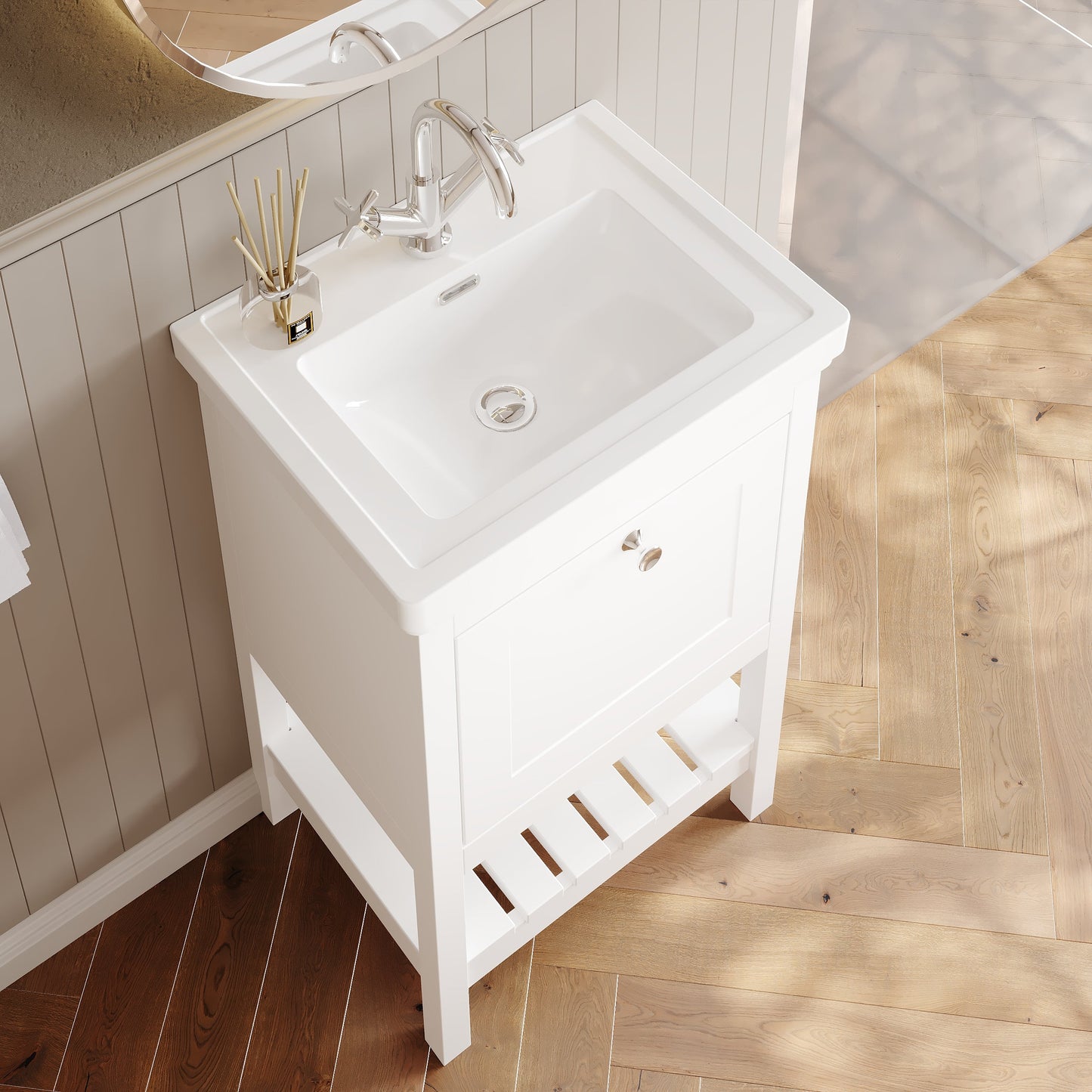 Hudson Reed Bexley 500mm Floor Standing Vanity Unit 1 Drawer With Basin