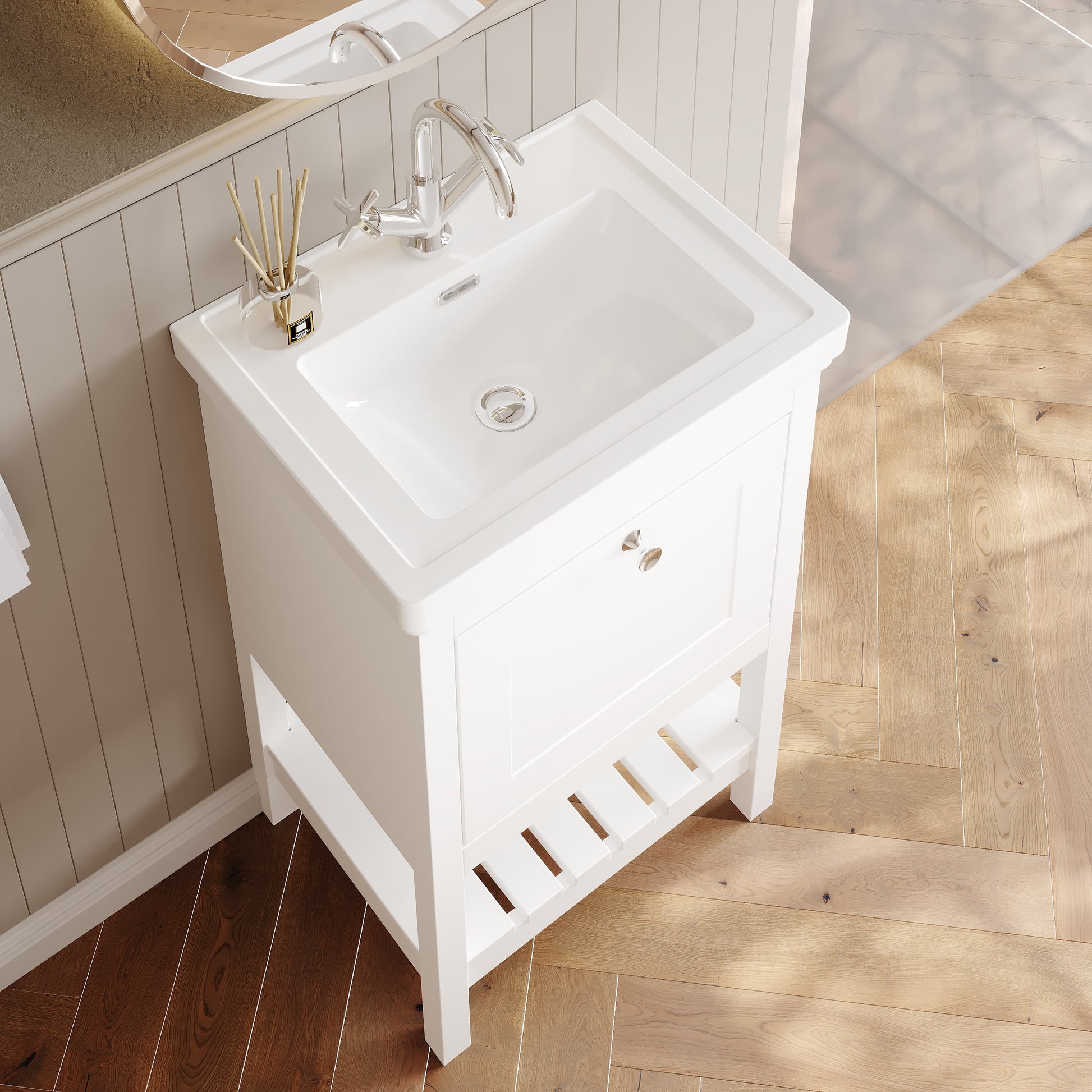 Hudson Reed Bexley 500mm Floor Standing Vanity Unit 1 Drawer With Basin