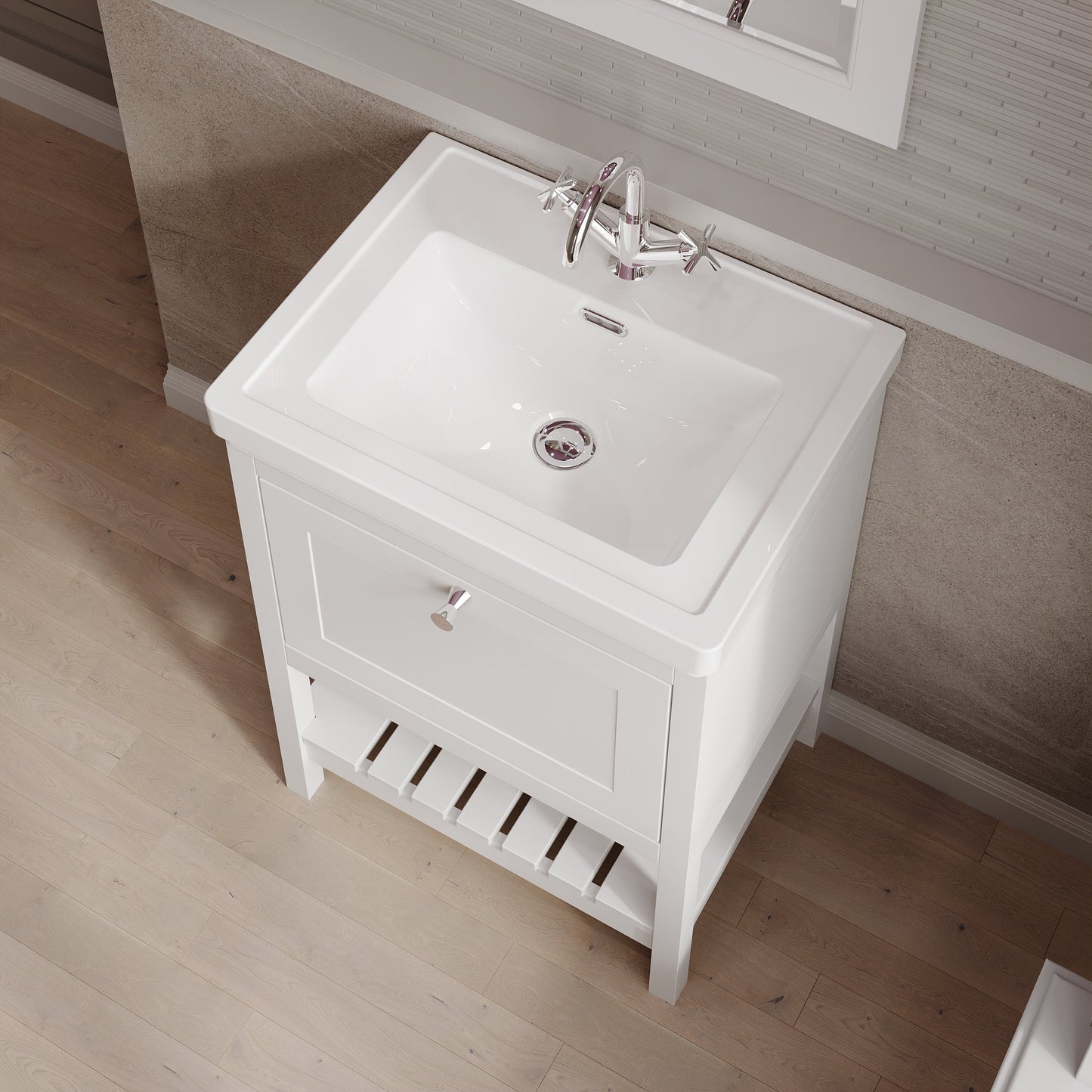 Hudson Reed Bexley 630mm 1 Drawer Floor Standing Vanity Unit With 0 Tap Hole Basin
