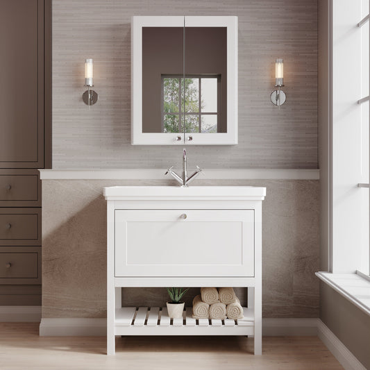 Hudson Reed Bexley 800mm Pure White Floor Standing Vanity Unit With Basin