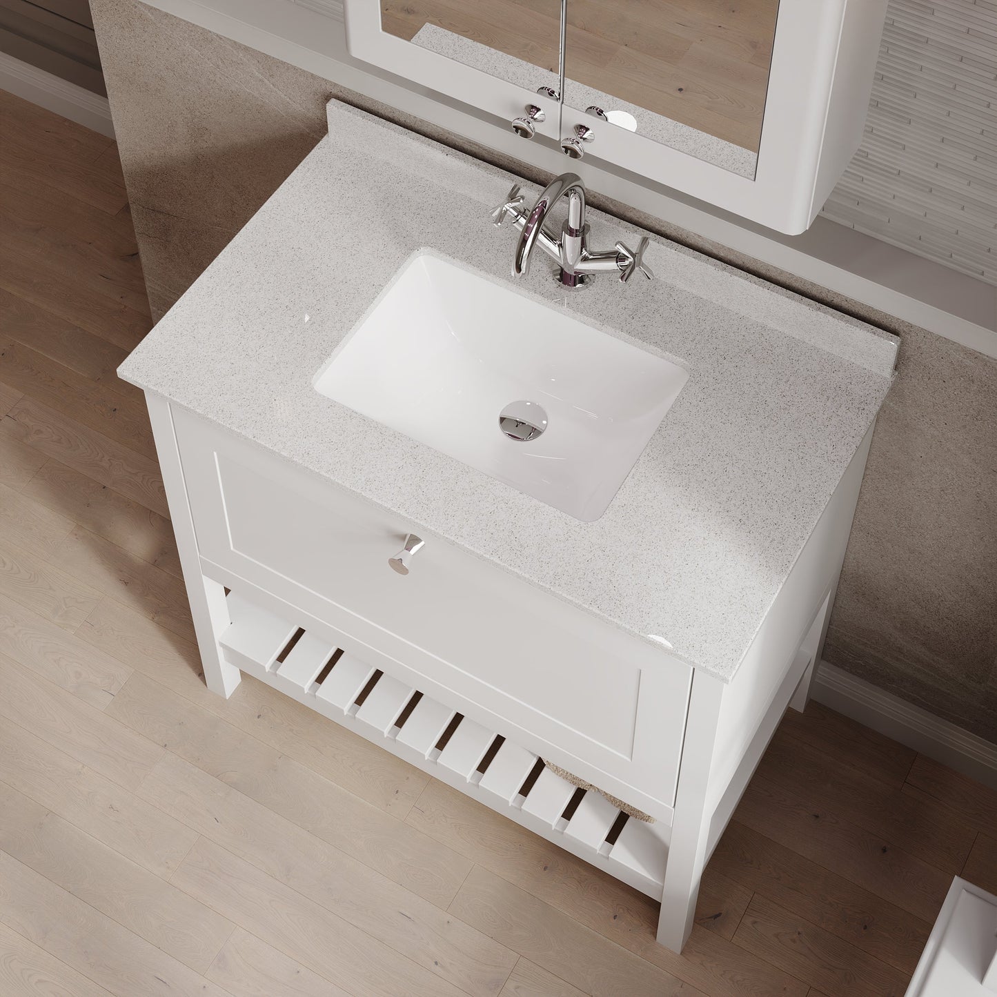 Bexley Floor Standing 1 Drawer Vanity & Single Bowl 1 Tap Hole Marble Top, 800mm