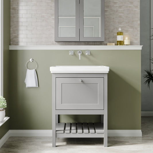 Hudson Reed Bexley 600mm Floor Standing Vanity Unit with 1 Drawer & 0 Tap Hole Basin