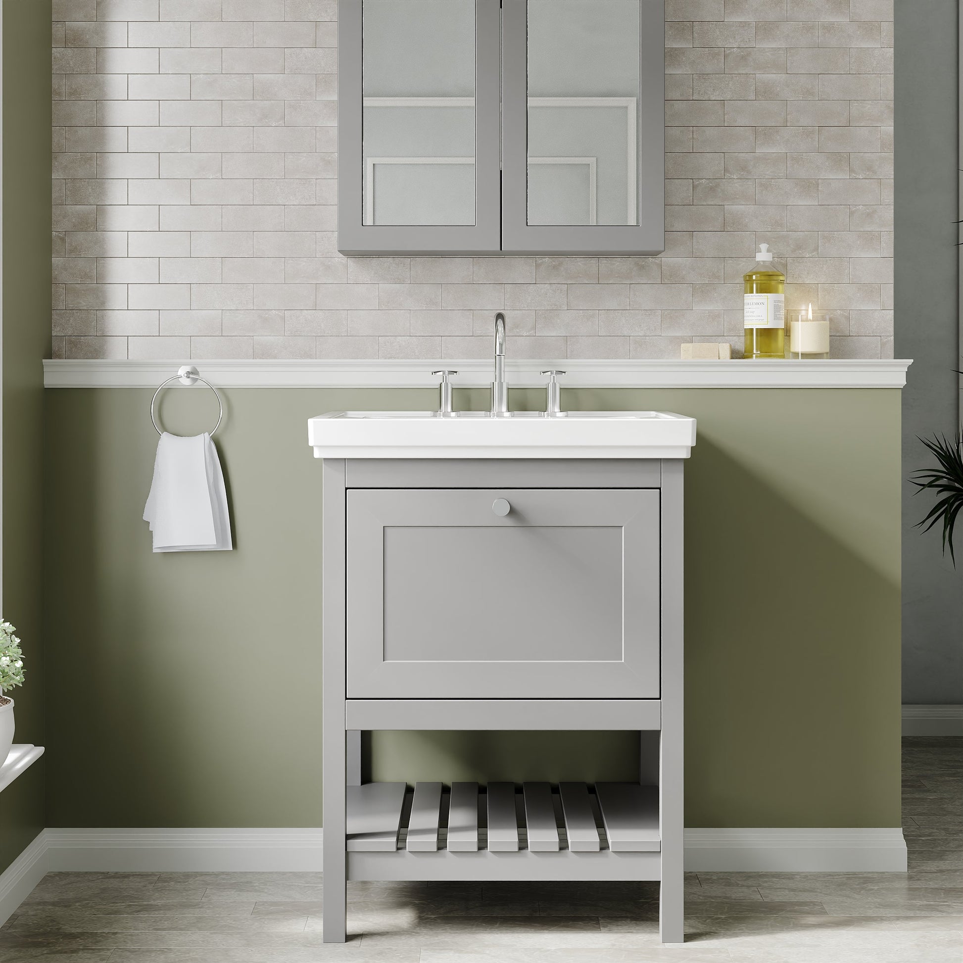 Hudson Reed Bexley 600mm Traditional Floor Standing Vanity Unit with 3 Tap Hole Basin