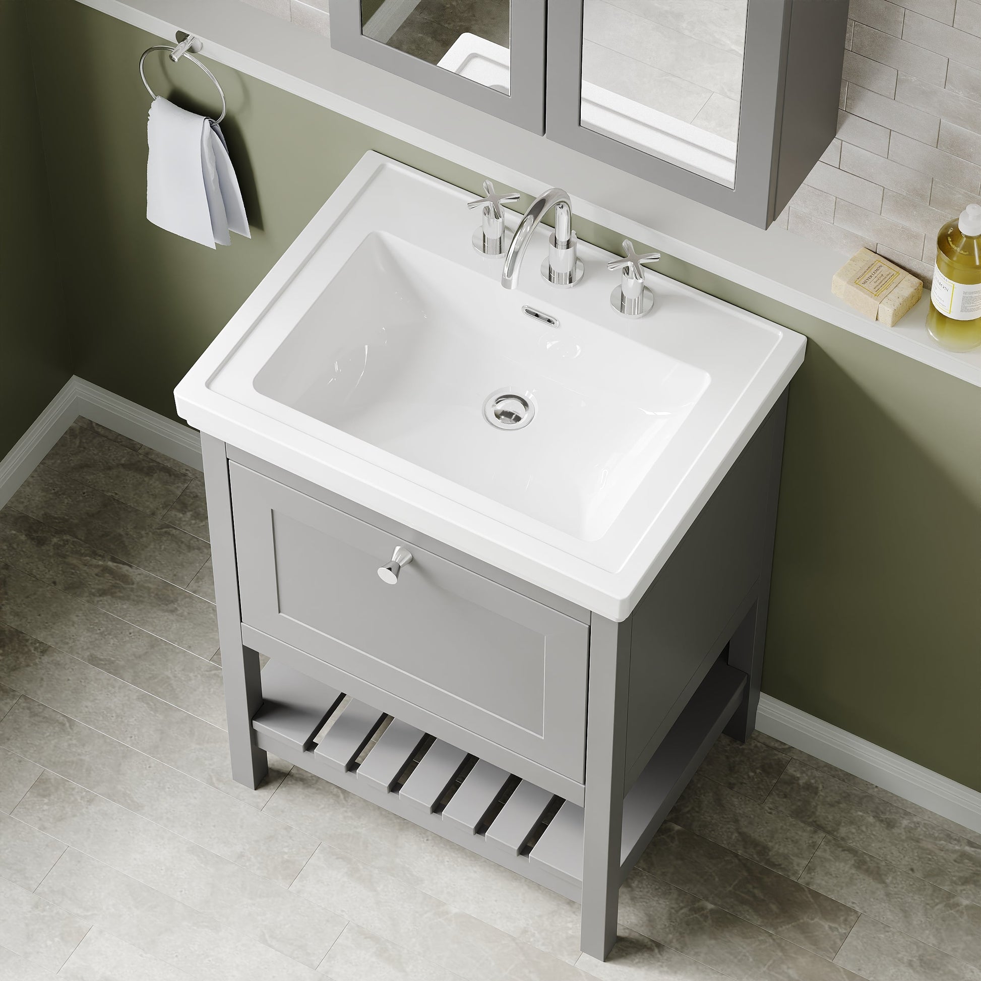 Hudson Reed Bexley 600mm Traditional Floor Standing Vanity Unit with 3 Tap Hole Basin