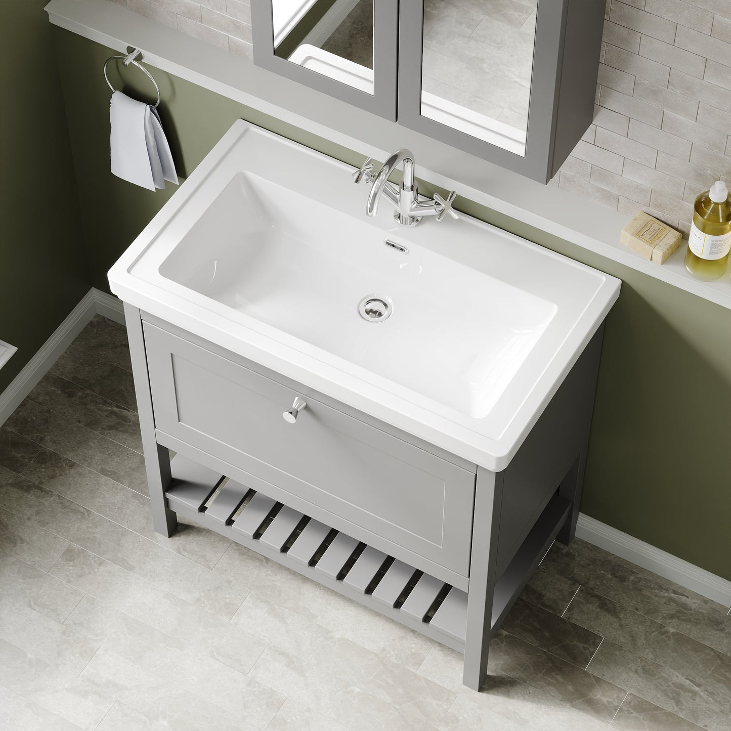 Hudson Reed Bexley 800mm Floor Standing Vanity Unit With Basin, 1 Tap Hole & Soft Close Drawers