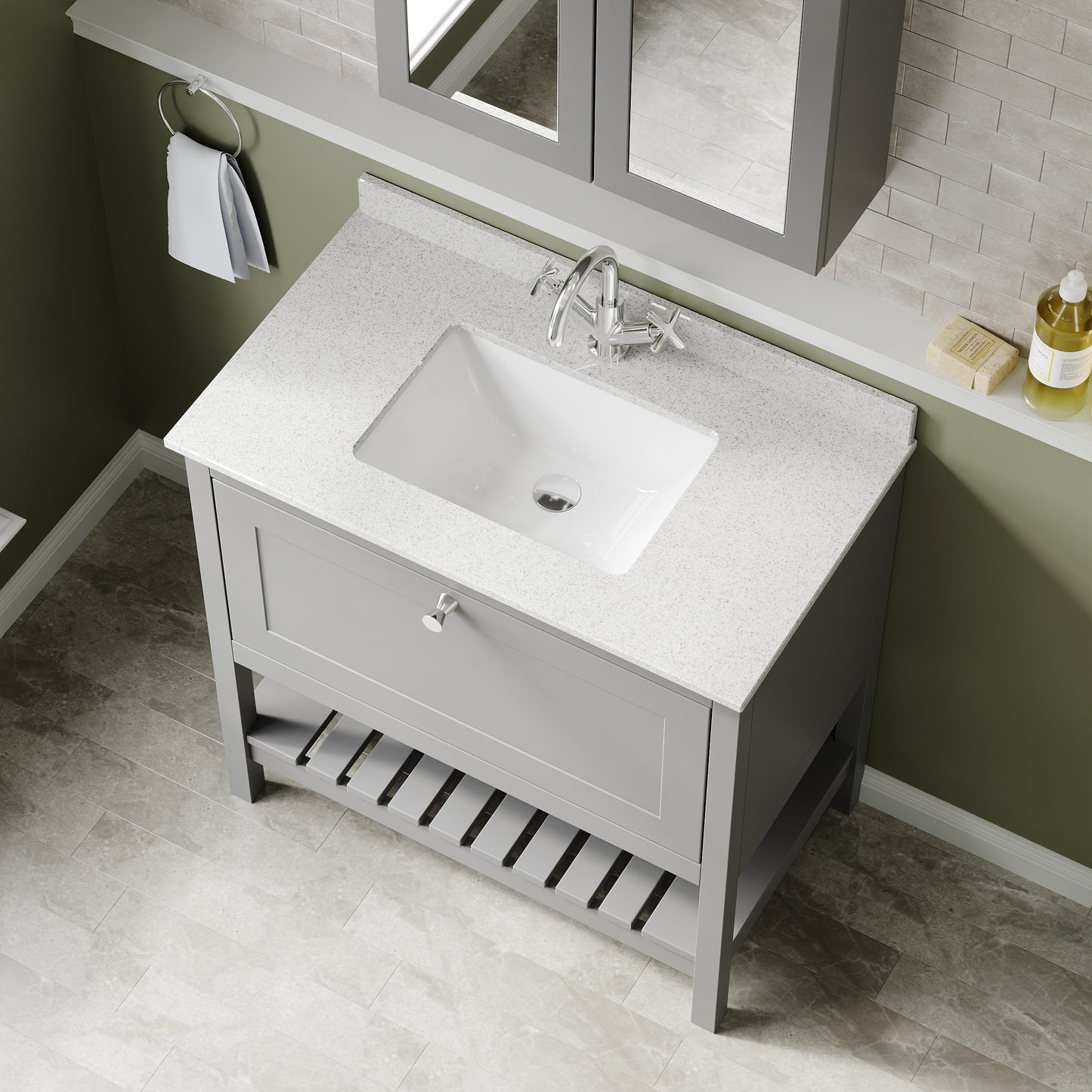 Hudson Reed Bexley 800mm Floor Standing 1 Drawer Vanity Unit With Marble Top Basin & 1 Tap Hole