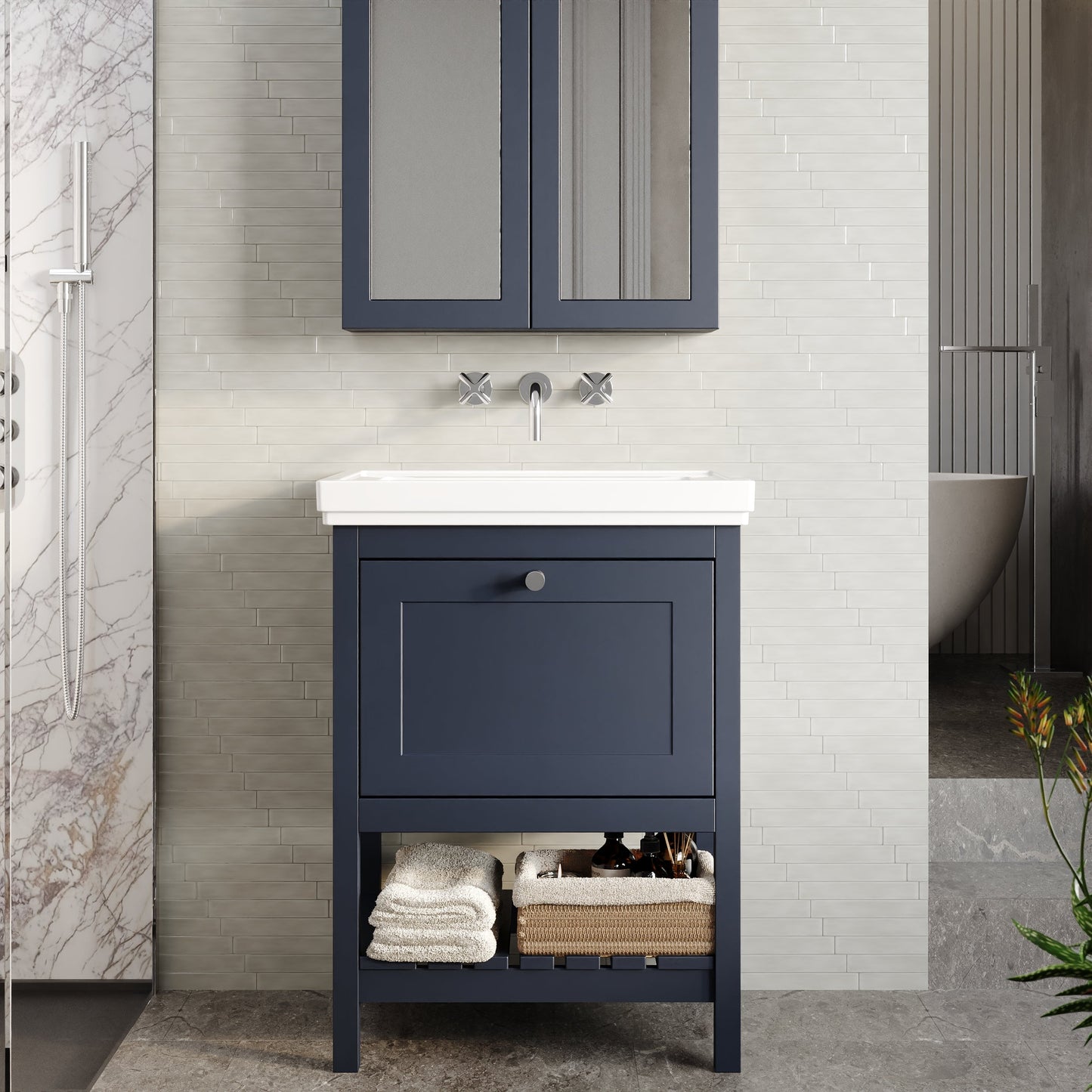 Hudson Reed Bexley 600mm Floor Standing 1 Drawer Vanity & Basin