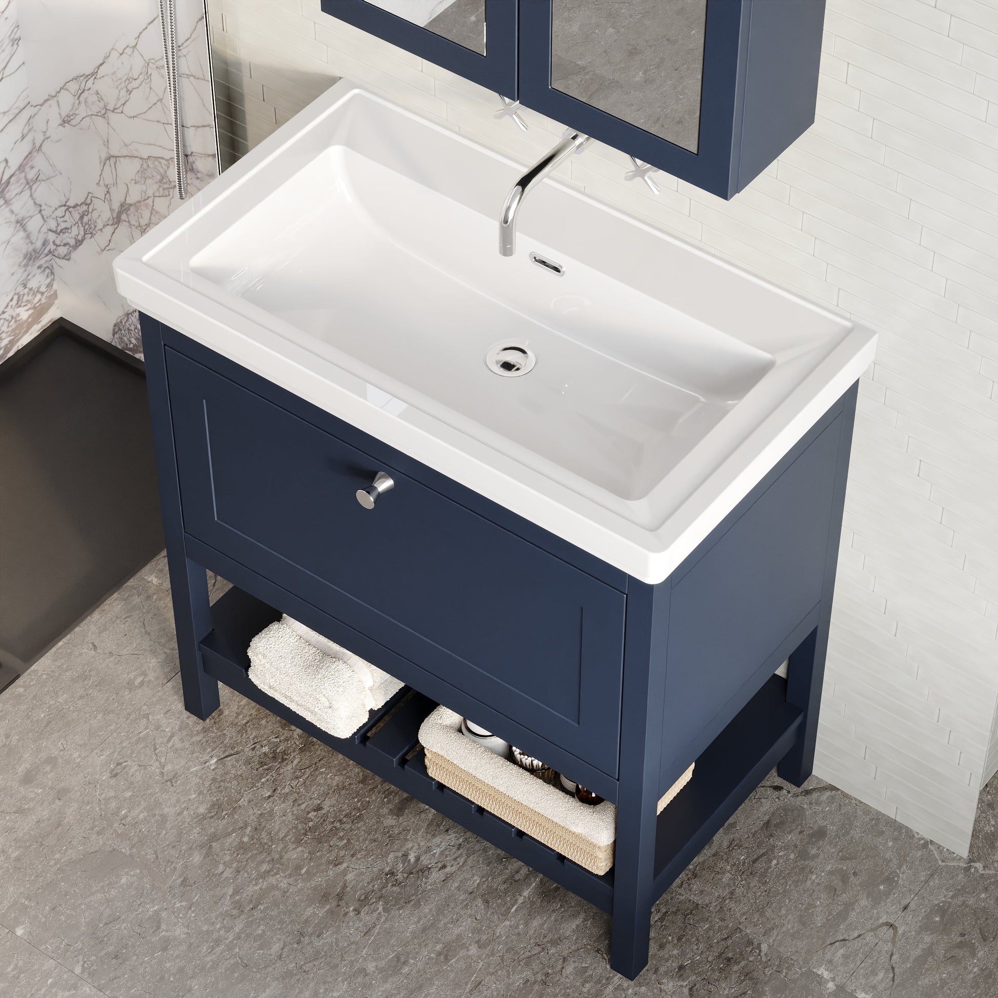 Hudson Reed Bexley 800mm 1 Drawer Floor Standing Vanity Unit with Basin