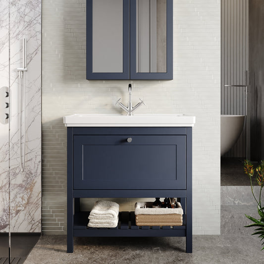 Hudson Reed Bexley Traditional 800mm Indigo Blue Floor Standing Vanity Unit with Basin