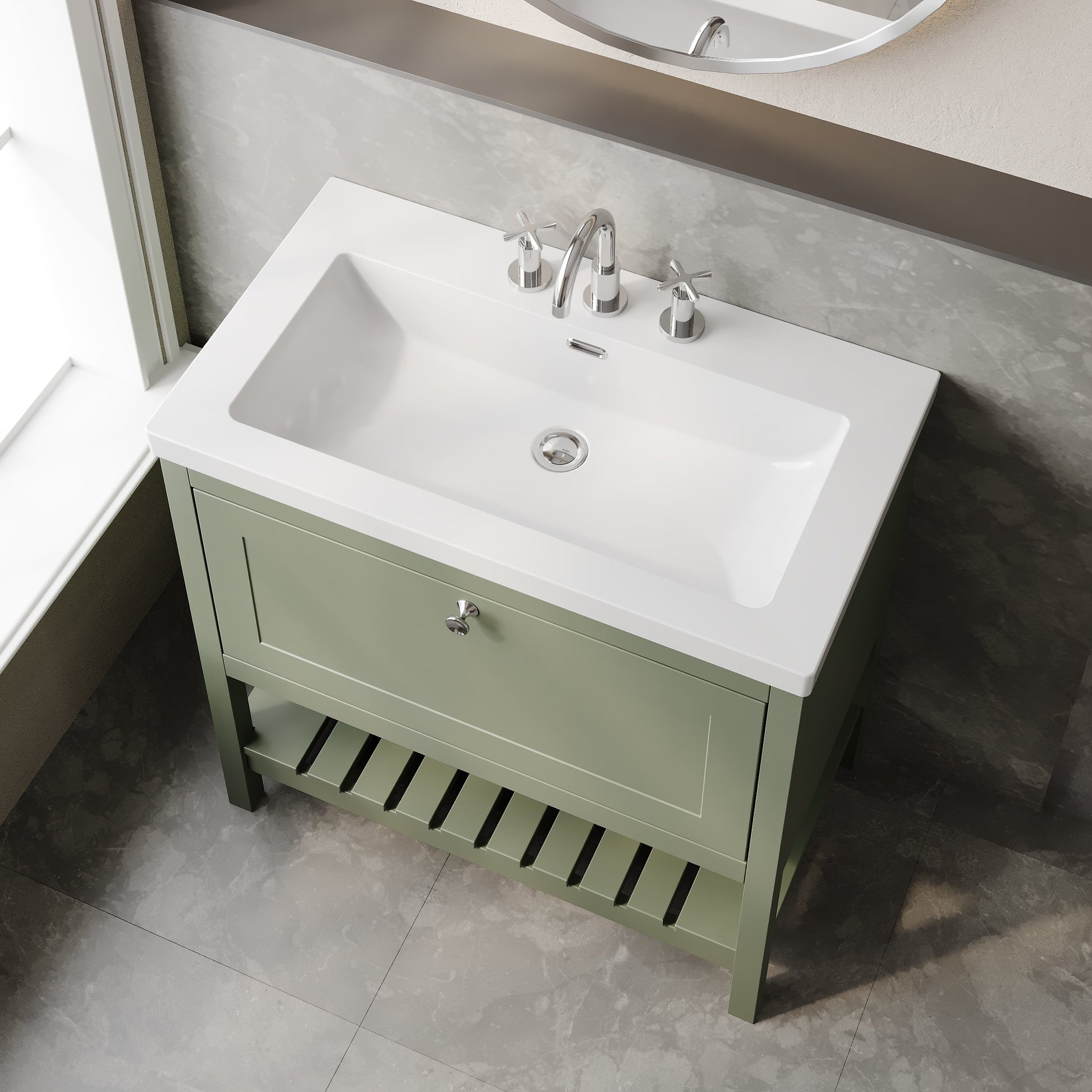 Hudson Reed Bexley 800mm Floor Standing 1 Drawer Vanity Unit with 3 Tap Hole Basin