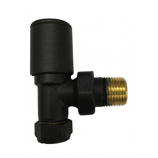 Black Radiator Valve Angled 15mm (Pair)