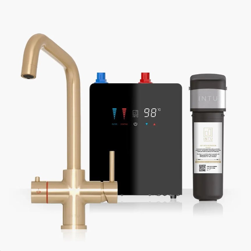 Brewmaster Brushed Gold 4-1 square tap with digital tank - 4 Litre tank