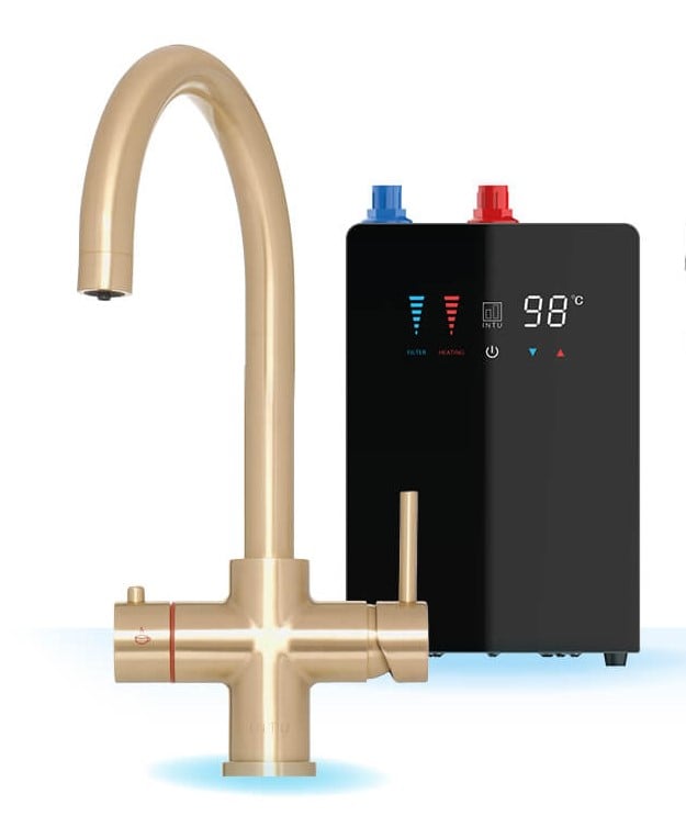 Brewmaster Brushed Gold 4-1 square tap with digital tank
