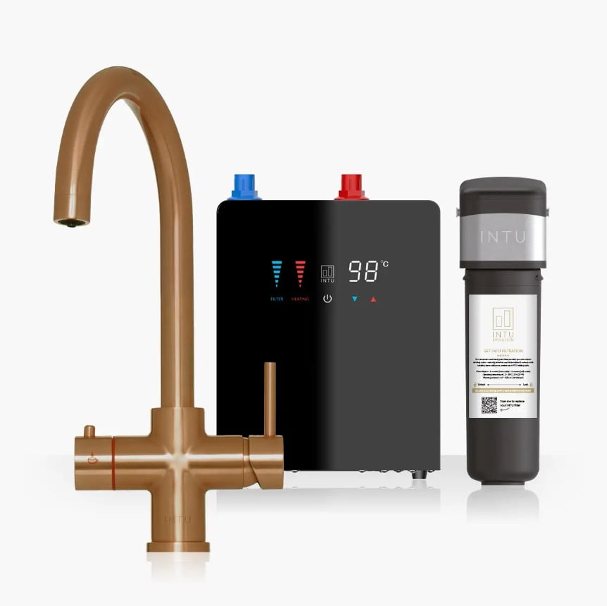 Brewmaster Brushed Copper 4-1 swan tap with digital tank - 4 Litre tank