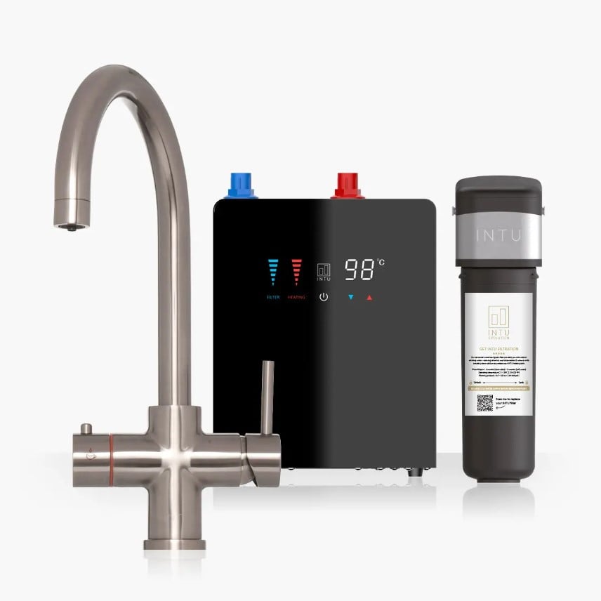 Brewmaster Brushed Nickel 4-1 swan tap with digital tank - 4 Litre tank