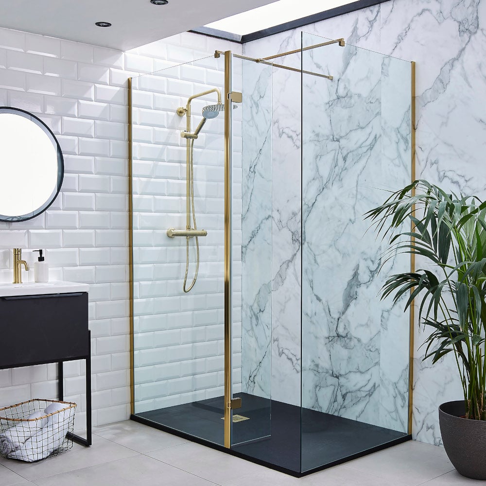 Brushed Brass Wetroom Profile Kit (Wall Profile & Bracing Bar)