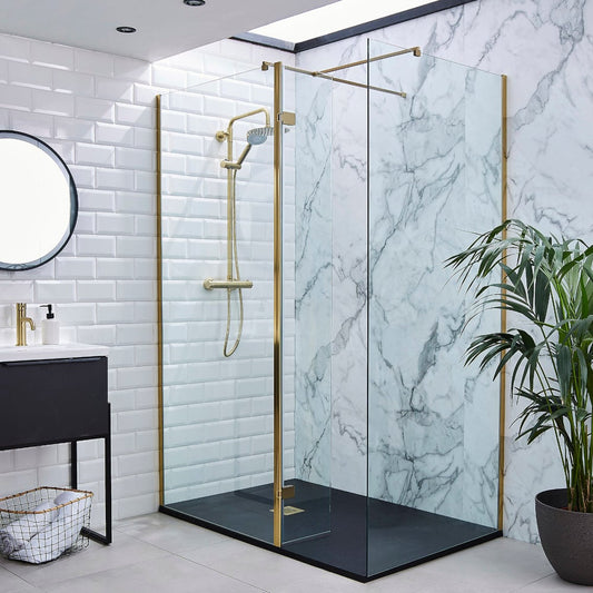 Brushed Brass Wetroom Profile Kit (Wall Profile & Bracing Bar)