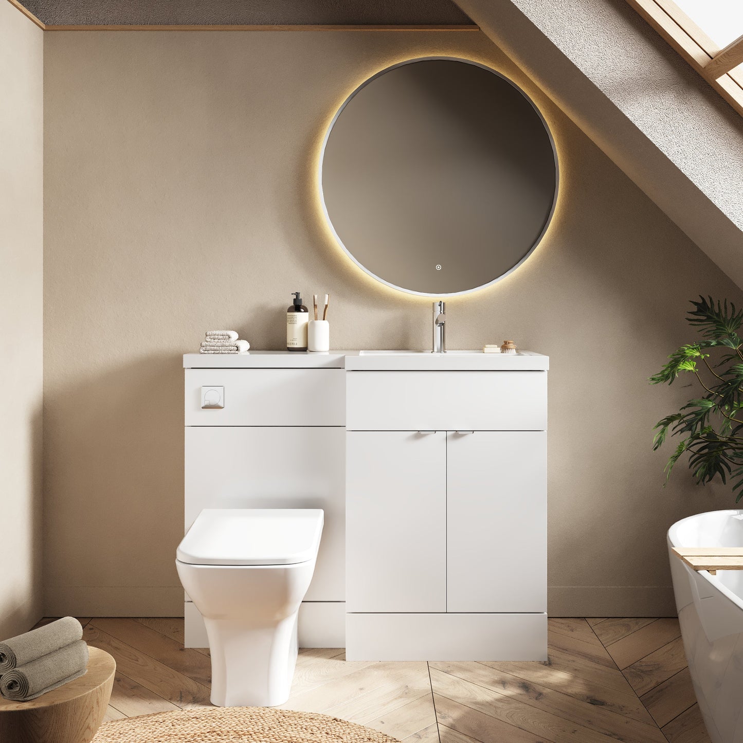Hudson Reed Fusion 1100mm Right Hand Floor Standing 2 Door Vanity Basin & Toilet Combination